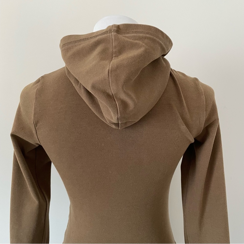 RARE - SKIMS- FULL ZIP ARMY BROWN STRETCH HOODIE- SIZE XS - Picture 9 of 10